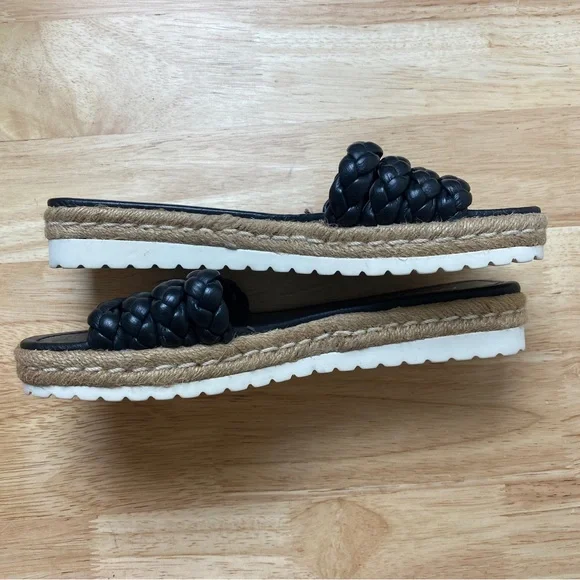 MIDAS "Shelles" Black Plaited Leather Slip On Sandals Slides Size 39 RRP $190 - Picture 7 of 11